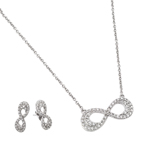 wholesale 925 sterling silver inlay double line infinity stud earring & necklace set