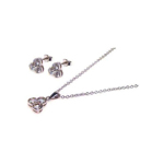 wholesale 925 sterling silver flower round stud earring & dangling necklace set