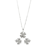 wholesale 925 sterling silver mini clover stud earring & necklace set