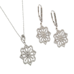 wholesale 925 sterling silver french flower leverback earring & necklace set