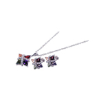 wholesale 925 sterling silver multiple color stud earring & necklace set
