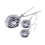 wholesale 925 sterling silver round open zebra stripe hook earring & dangling necklace set