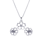 wholesale 925 sterling silver open flower stud earring & necklace set