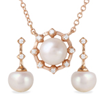 wholesale 925 sterling silver rose gold plated fresh water pearl set