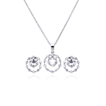 wholesale 925 sterling silver graduated open circle stud earring & necklace set