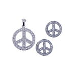 wholesale 925 sterling silver open circle peace sign earring & necklace set