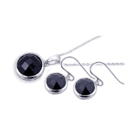 wholesale 925 sterling silver round black danglin hook earring & necklace set