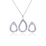 wholesale 925 sterling silver open teardrop stud earring & necklace set