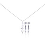 wholesale 925 sterling silver four round dangling earring & necklace set