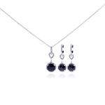 wholesale 925 sterling silver round dangling lever back earring & necklace set