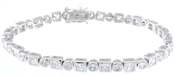 925 Sterling Silver Platinum Finish Princess Tennis Bracelet
