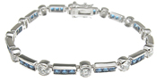 925 Sterling Silver Rhodium Finish Smulated Saphire Bracelet