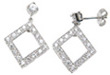 925 Sterling Silver Rhodium Finish Brilliant Fashion Pave Earrings