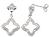 925 Sterling Silver Rhodium Finish Brilliant Fashion Pave Earrings