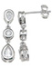 925 Sterling Silver Rhodium Finish CZ Three Stone Earrings