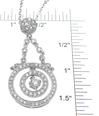 925 Sterling Silver Rhodium Finish Brilliant Antique Style Pave Pendant