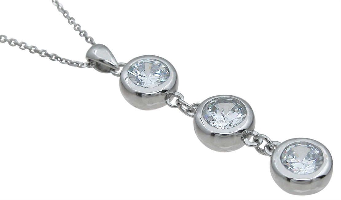 wholesale sterling silver three stone pendant