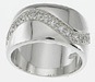 925 Sterling Silver Platinum Finish Fashion Pave Band