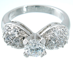 925 Sterling Silver Platinum Finish Brilliant Pave Wedding Ring
