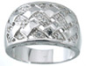 925 Sterling Silver Platinum Finish Fashion Pave Band