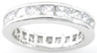 925 Sterling Silver Platinum Finish Princess Fashion Band