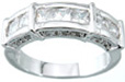 925 Sterling Silver Platinum Finish Princess Fashion Ring