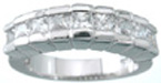 925 Sterling Silver Platinum Finish Princess Fashion Ring