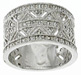 925 Sterling Silver Platinum Finish Antique Style Pave Band