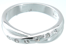 925 Sterling Silver Platinum Finish Fashion Three Stone Ring