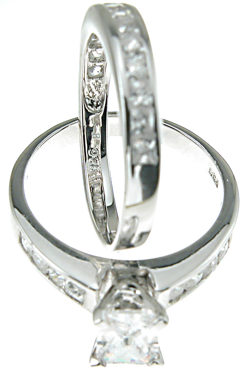 925 Sterling Silver Rhodium Finish CZ Baguette Solitaire Engagement Ring