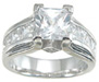 925 Sterling Silver Rhodium Finish CZ Princess Designer Inspired Anniversary Ring