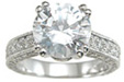 925 Sterling Silver Rhodium Finish CZ Antique Style Wedding Ring