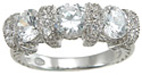 925 Sterling Silver Rhodium Finish CZ Antique Style Engagement Ring