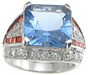 925 Sterling Silver Rhodium Finish Emerald Cut Antique Style Anniversary Ring