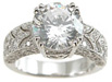 925 Sterling Silver Rhodium Finish CZ Antique Style Pave Wedding Ring