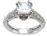 925 Sterling Silver Rhodium Finish CZ Princess Antique Style Engagement Ring