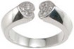 925 Sterling Silver Rhodium Finish Heart Pave Anniversary Ring