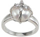 925 Sterling Silver Rhodium Finish Faux Pearl Pave Anniversary Ring