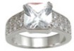 925 Sterling Silver Rhodium Finish CZ Princess Pave Wedding Ring