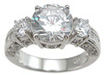 925 Sterling Silver Rhodium Finish CZ Three Stone Wedding Ring