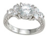 925 Sterling Silver Rhodium Finish CZ Prong Wedding Ring