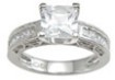 925 Sterling Silver Rhodium Finish CZ Princess Channel Wedding Ring