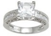 925 Sterling Silver Rhodium Finish CZ Princess Channel Wedding Ring