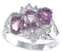 925 Sterling Silver Platinum Finish Genuine Amethyst Ring