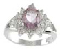 925 Sterling Silver Platinum Finish Genuine Amethyst Ring