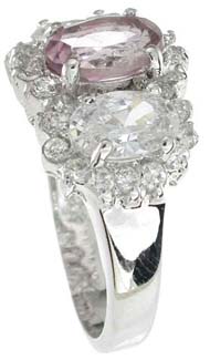 925 Sterling Silver Platinum Finish Genuine Amethyst Ring