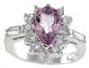 925 Sterling Silver Platinum Finish Genuine Amethyst Ring