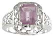 925 Sterling Silver Platinum Finish Genuine Amethyst Ring