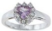 925 Sterling Silver Platinum Finish Genuine Amethyst Ring