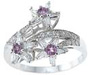 925 Sterling Silver Platinum Finish Genuine Amethyst Ring